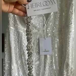 Heirloom Bridal Company Wedding Belt/Sash Silver Art Deco Crystal Sash